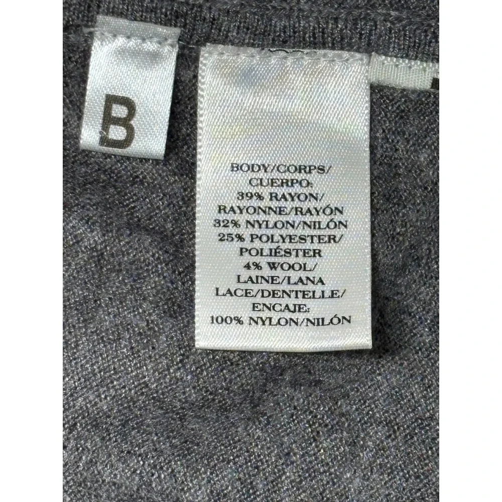 Used‎ Ann Taylor Women's Grey Cardigan Sweater Black Lace Size M Excellent Cond - Picture 7 of 10